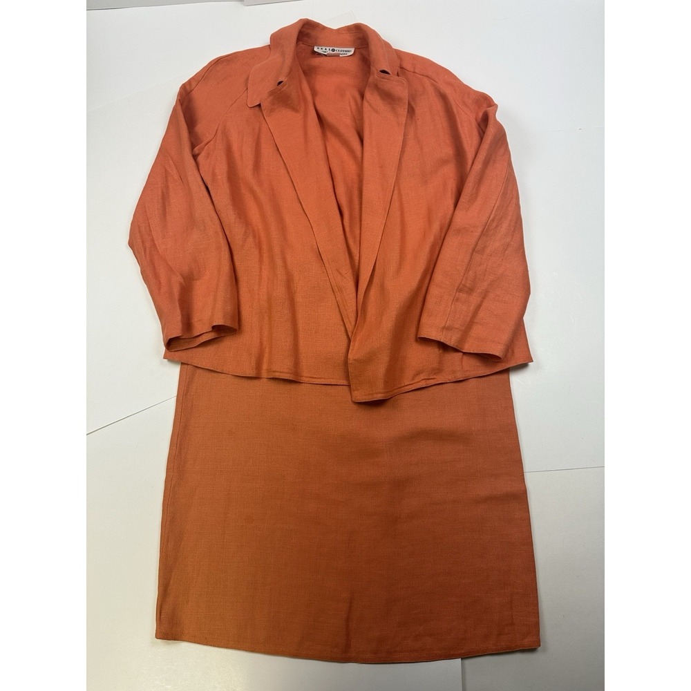 VTG Saks Fifth Avenue Real Clothes Set Blazer & Dress Women's Petite 100% Linen